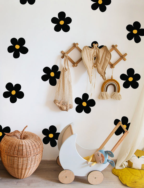 8" 16 Boho Style Daisy Flowers Wall Decal, Flowers Wall Decor, Floral Wall Decal, Girls Room Wall Decal, Baby Girls Nursery Wall Decal | pinknbluebaby.com