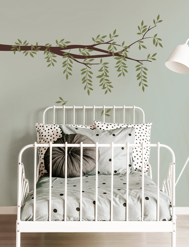 Branch, Leaves, Flowers And Birds Wall Decal