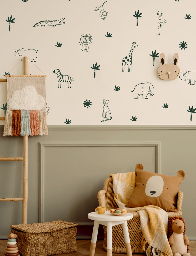 Zoo Animal Wall Decals, Safari Animals stickers, Wall Sticker, Kid's Room Decal, Baby Nursery Decals | pinknbluebaby.com