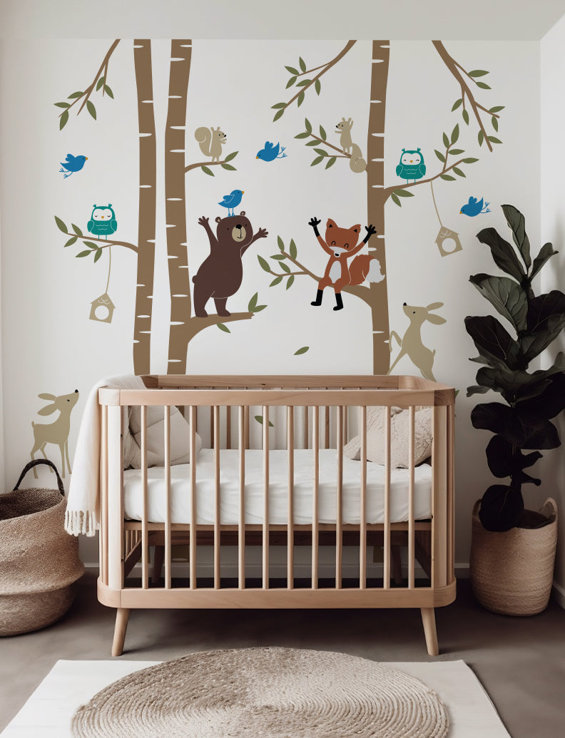 Forest Animals with Birch Trees No.3 Wall Decal