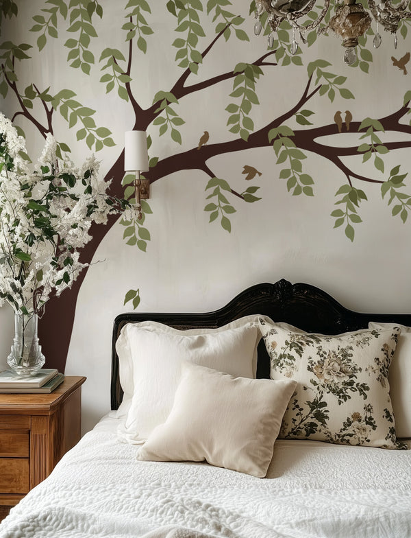 Willow Tree, Leaves, and Birds Wall Decals, Tree Stickers, Baby Nursery Wall Decal, Bedroom Wall Decals | pinknbluebaby.com