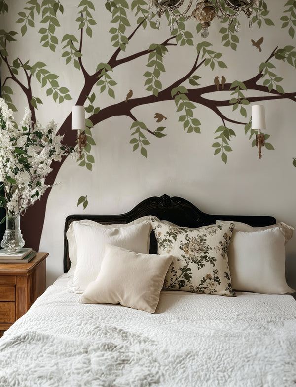 Tree, Leaves, and Birds Wall Decals, Tree Stickers, Baby Nursery Wall Decal, Bedroom Wall Decals | pinknbluebaby.com