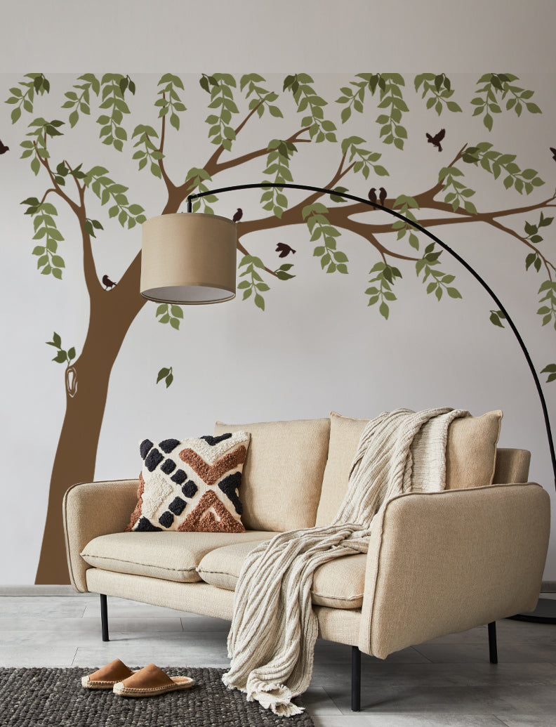 Willow Tree, Leaves, and Birds Wall Decals, Tree Stickers, Baby Nursery Wall Decal, Bedroom Wall Decals | pinknbluebaby.com