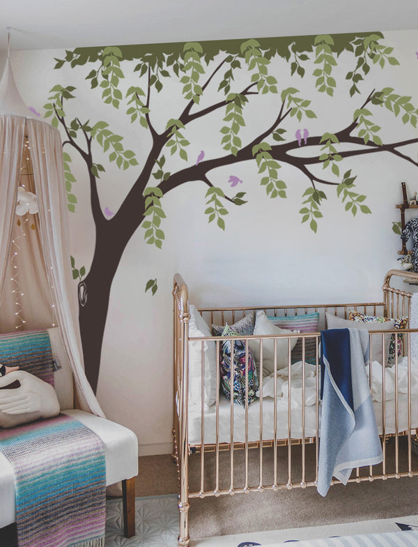 Tree, Leaves, and Birds Wall Decal