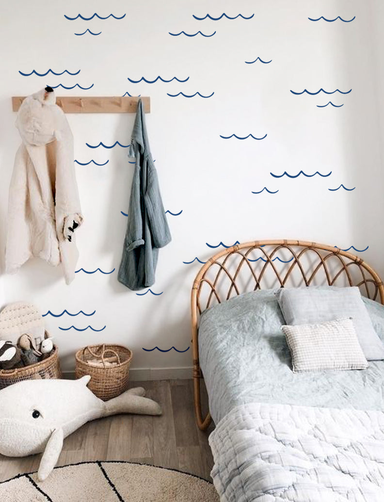 Ocean Waves Wall Decals, Wall Sticker, Surfing Wave Decals, Kid's Room Wall Decal, Baby Nursery Wall Decals, Home Wall Decals | pinknbluebaby.com