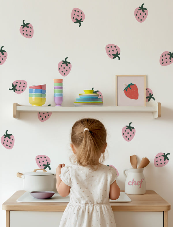 Strawberry Wall Decal, Girl Room Wall Decals, Baby Girls Nursery Wall Decals, Wall Stickers, Wall Decor | pinknbluebaby.com