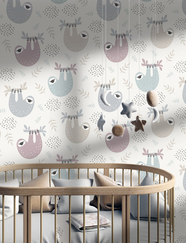 Adorable Sloths Wallpaper | Kids Wall Decor