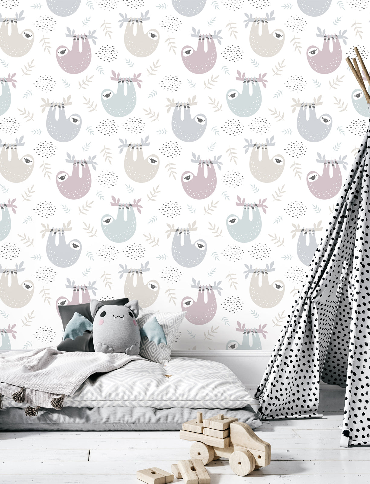 Adorable Sloths Wallpaper | Kids Wall Decor