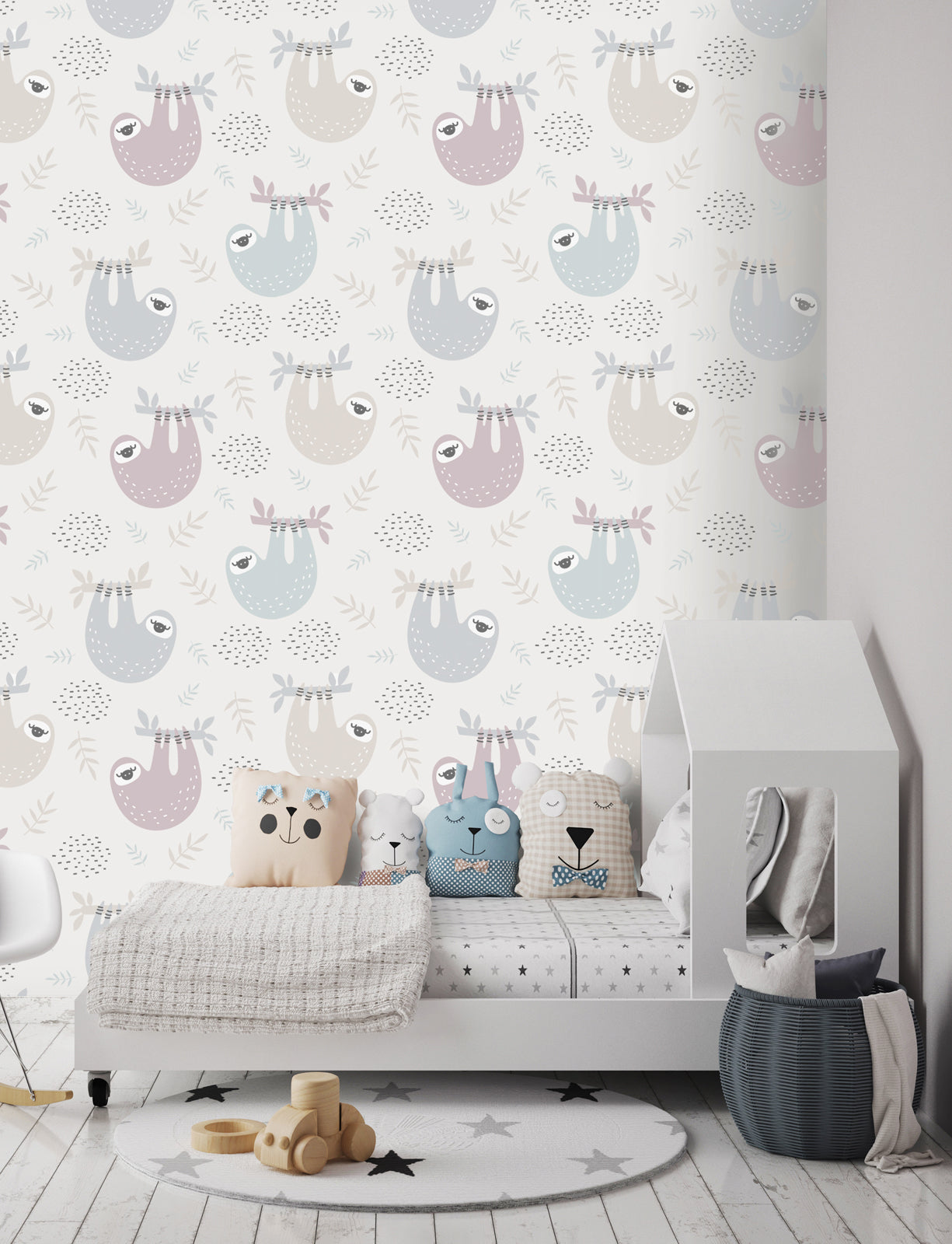 Adorable Sloths Wallpaper | Kids Wall Decor