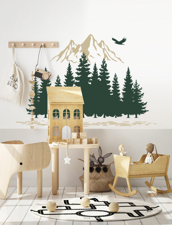 Pine Trees And Mountain Kids Wall Decals