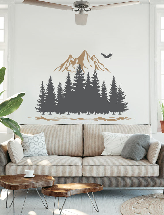 Pine Trees And Mountain Kids Wall Decals