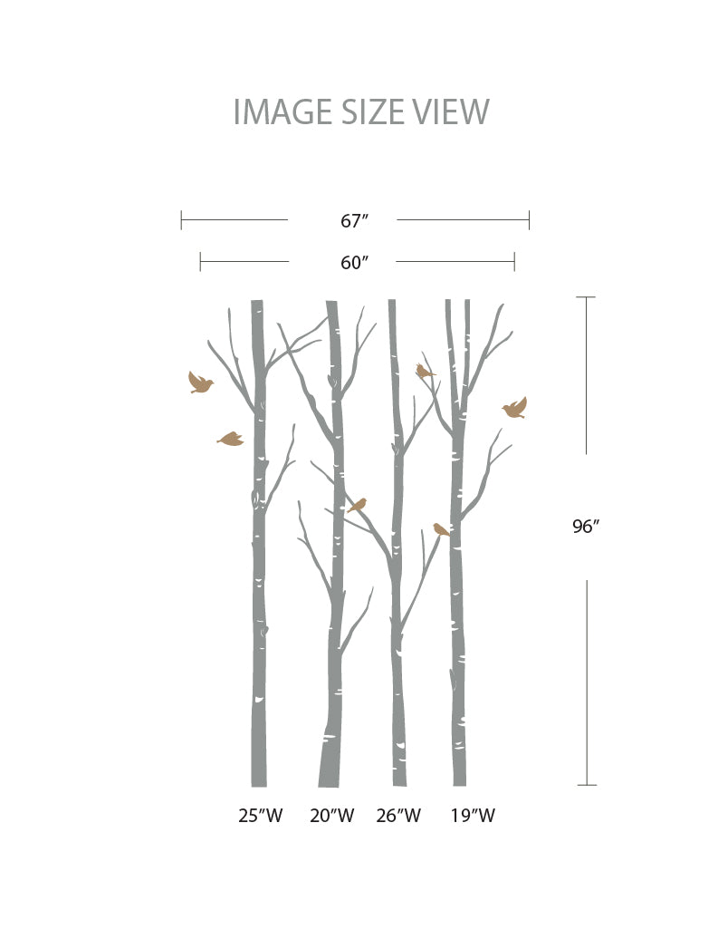 Birds and Birch Trees Wall Decal