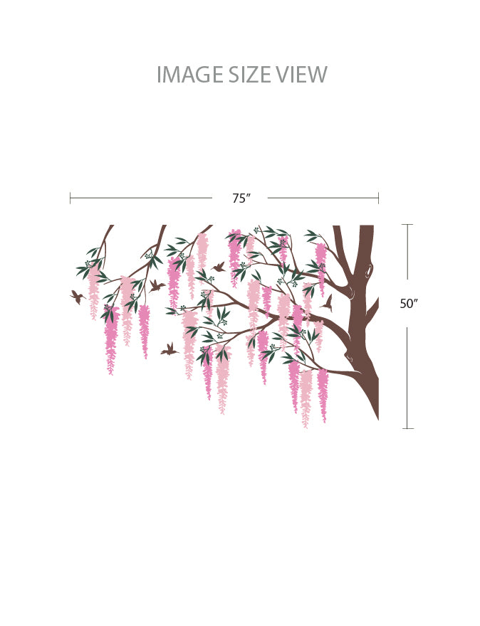 Flower Blooming Tree Branch Wall Decal, Wall Sticker, Tree Wall Sticker For Nursery, Kids Room, Bedroom Wall Decor | pinknbluebaby.com
