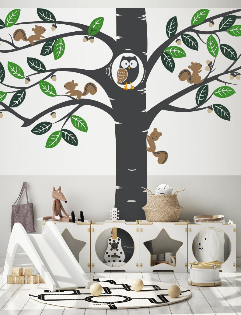 Giant Tree With Small Animals Wall Decal