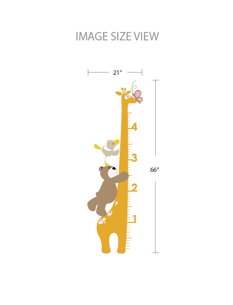 Giraffe Growth Chart - Size Kids Wall Decals