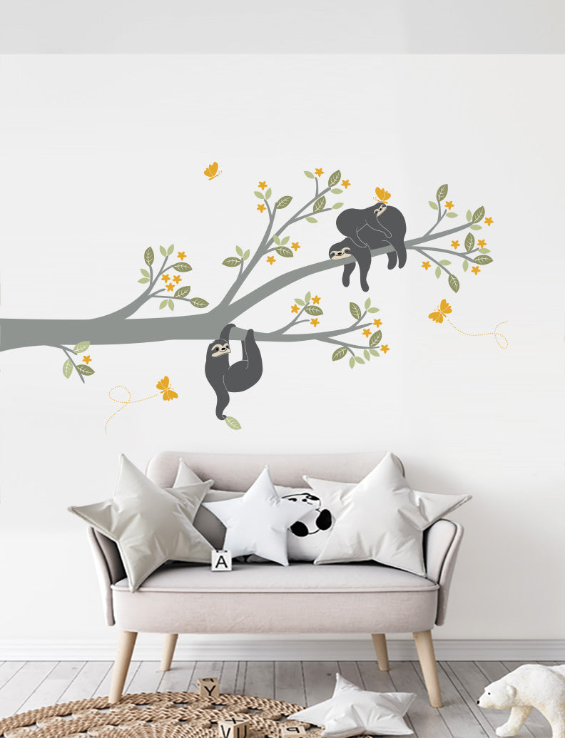 Sloth with Branch Kids Wall Decals