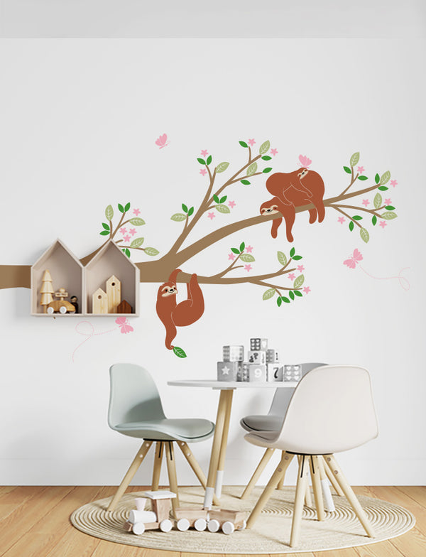 Sloth with Branch Kids Wall Decals