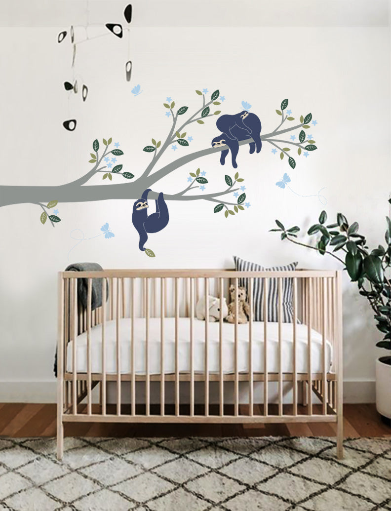 Sloth with Branch Kids Wall Decals