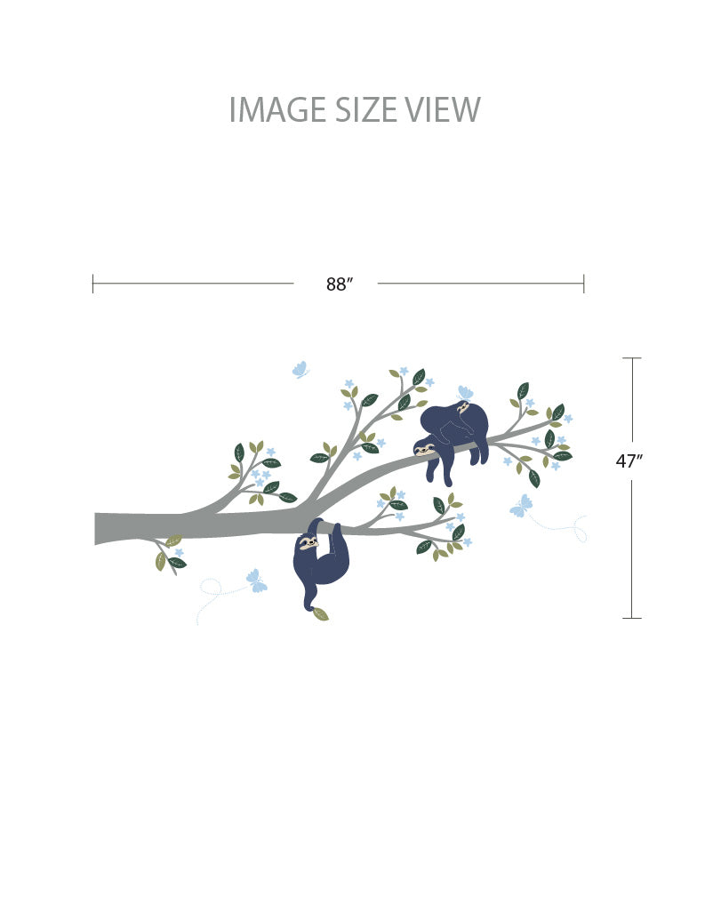 Sloth with Branch - Size - Kids Wall Decals