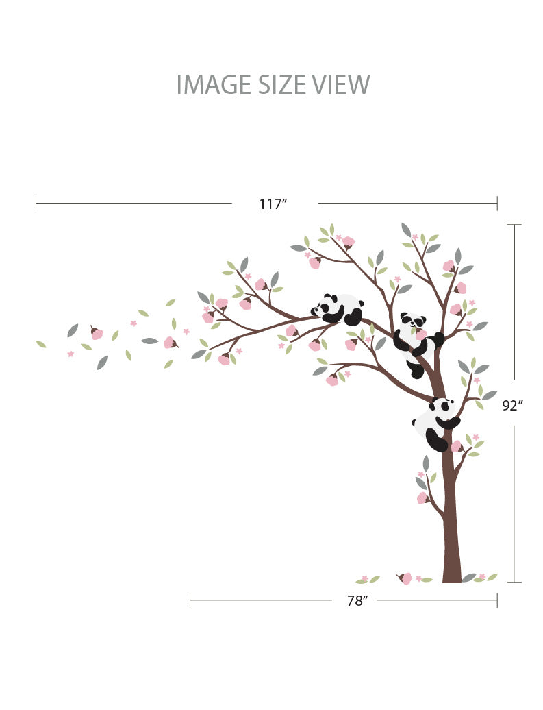 Pandas and Tree - Size - Kids Wall Decals
