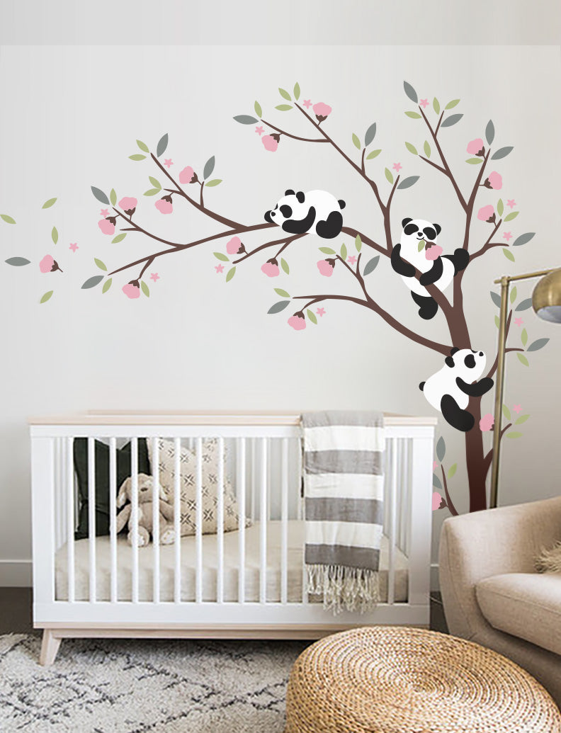 Pandas and Tree Kids Wall Decals