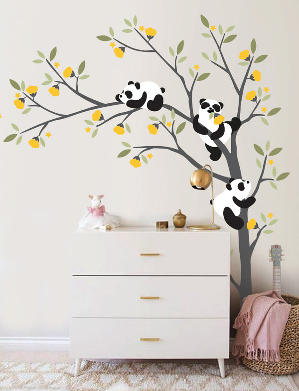 Pandas and Tree Kids Wall Decals