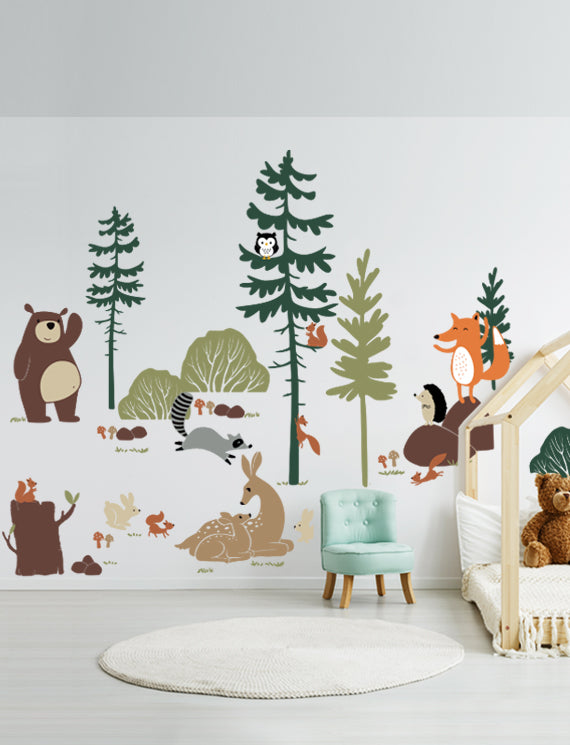 Woodland Animal Friends Kids Wall Decals