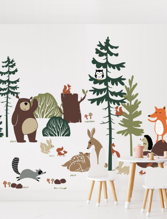 Woodland Animal Friends Kids Wall Decals