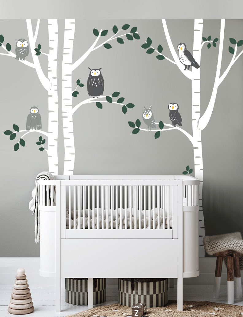 Owls Trees Wall Decal, Wall sticker, Wall decor, Nursery Wall Stickers, Kids Room Wall Decals | pinknbluebaby.com