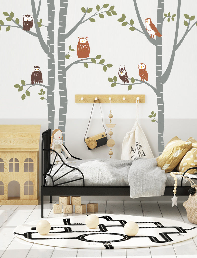 Owls Trees Wall Decal, Wall sticker, Wall decor, Nursery Wall Stickers, Kids Room Wall Decals | pinknbluebaby.com