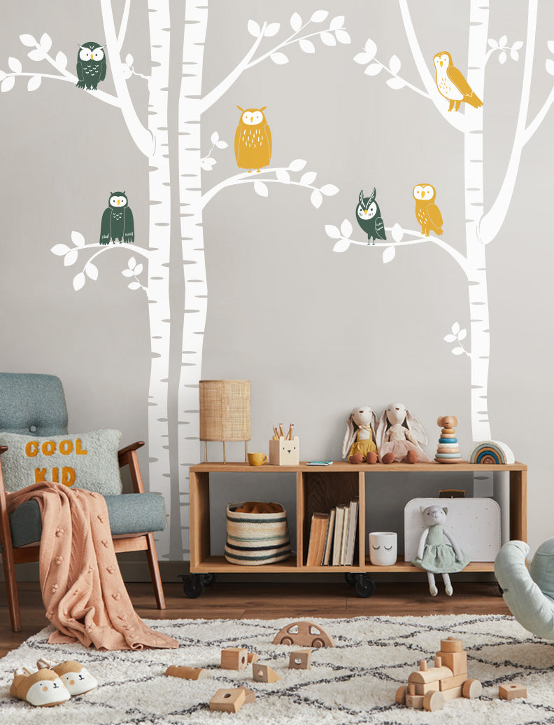 Owls Trees Wall Decal, Wall sticker, Wall decor, Nursery Wall Stickers, Kids Room Wall Decals | pinknbluebaby.com