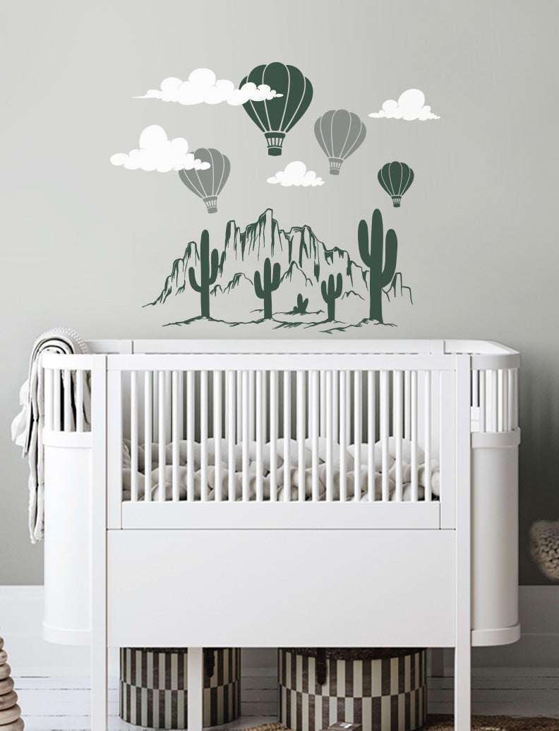 Hot Air Balloons And Mountain Kids Wall Decals
