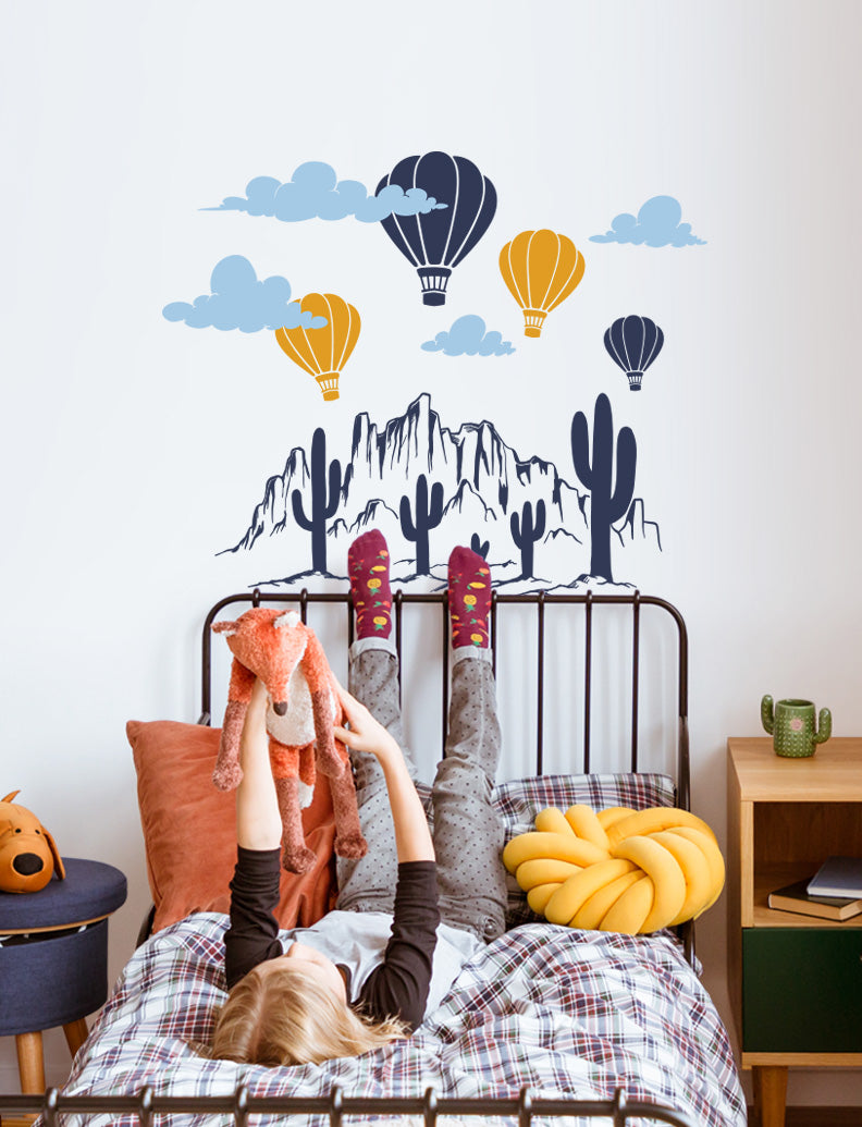 Hot Air Balloons And Mountain Kids Wall Decals