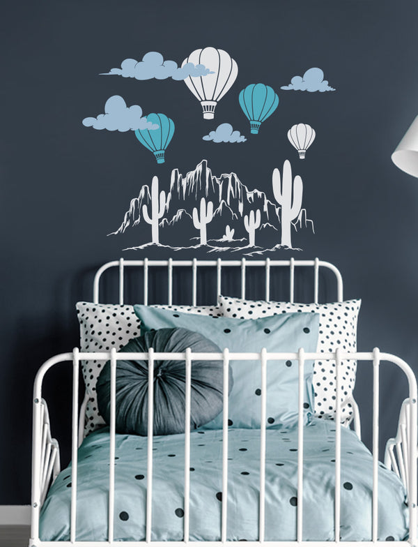 Hot Air Balloons And Mountain Kids Wall Decals