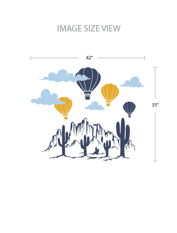 Hot Air Balloons And Mountain -Size -Kids Wall Decals