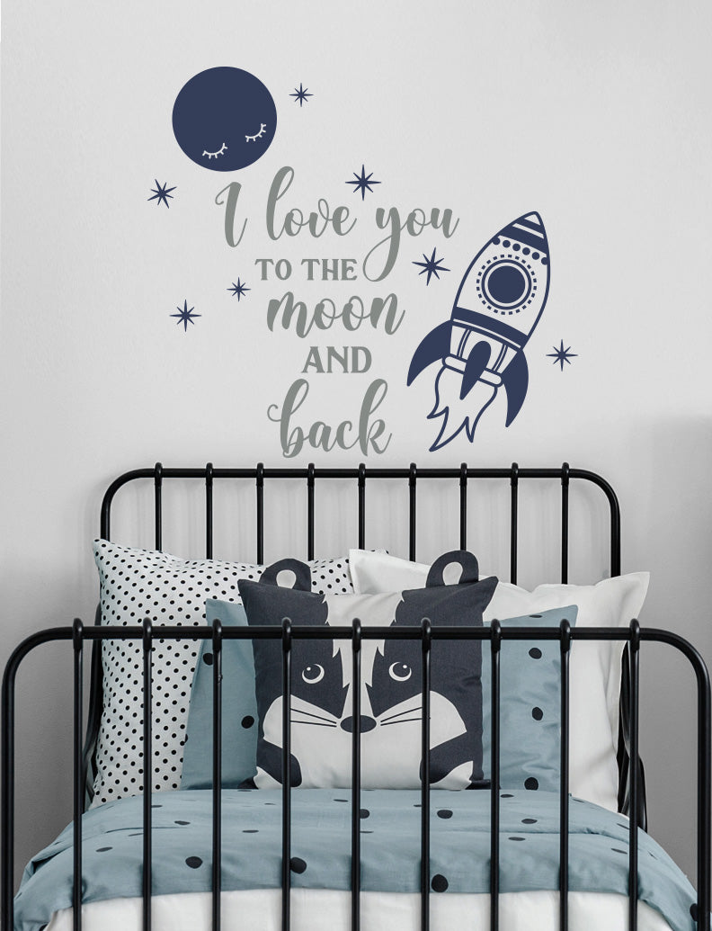  I Love You To The Moon And Back II Kids Wall Decals
