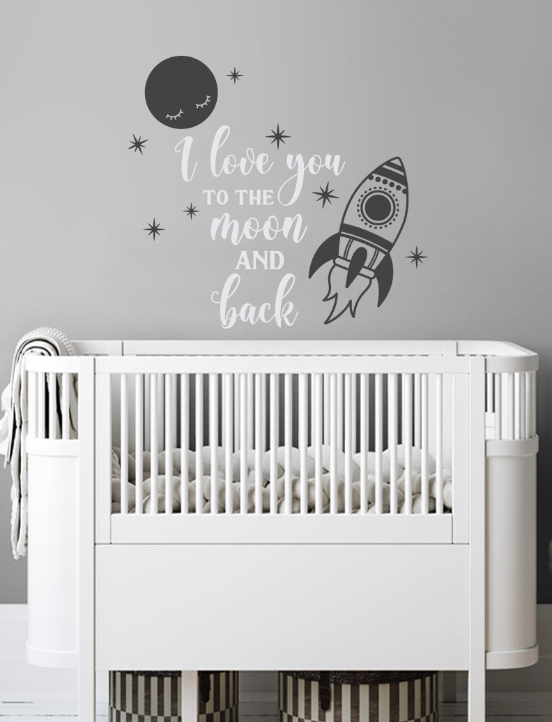  I Love You To The Moon And Back II Kids Wall Decals