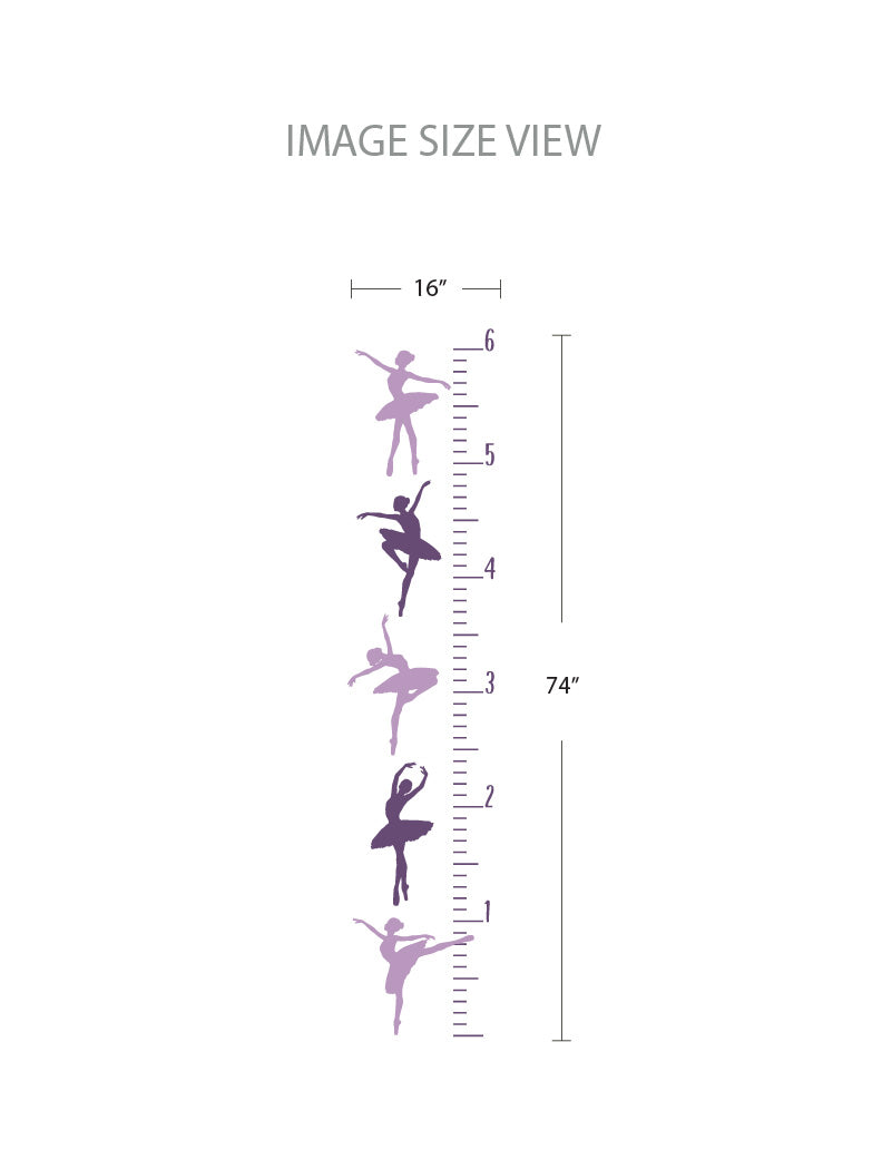 Big Girl's Growth Chart Kids Wall Decals