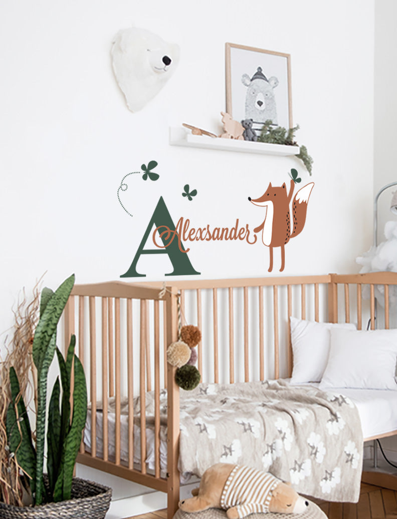 Fox and Custom Name - Kids Wall Decals