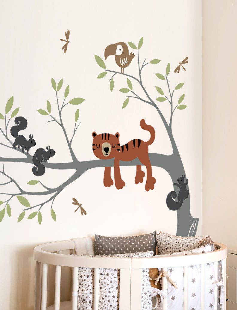 Tiger and Branch Wall Decal