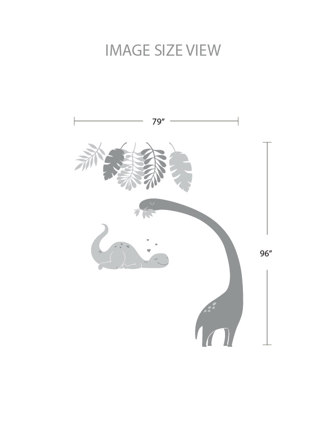 Dinosaurs With Jungle Leaves Wall Decal