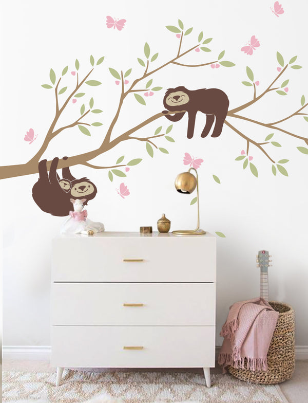 Sloths On The Tree Wall Decal