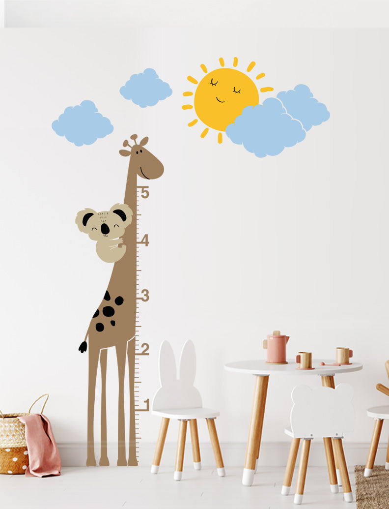 Koala with Giraffe Growth Chart Kids Wall Decals