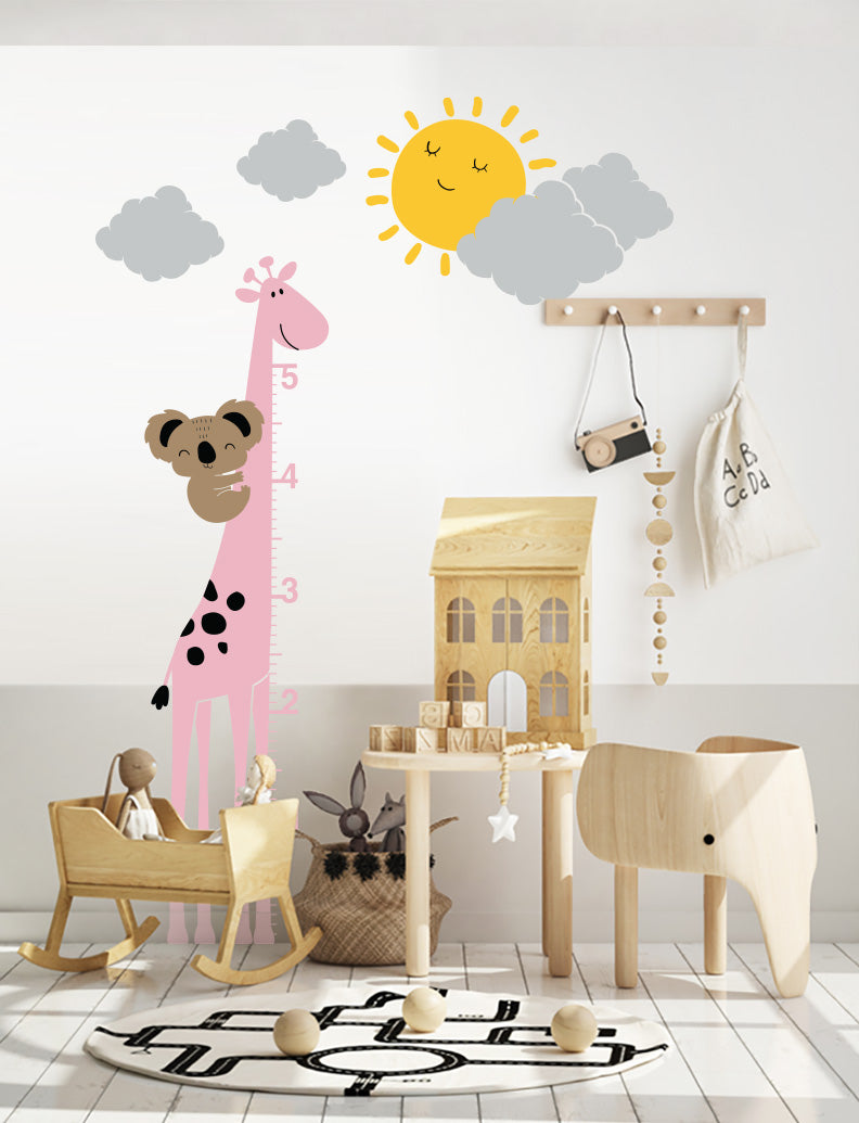 Koala with Giraffe Growth Chart Kids Wall Decals