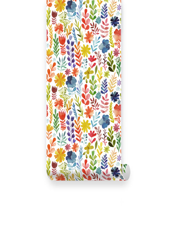 Rainbow Floral Removable Wallpaper