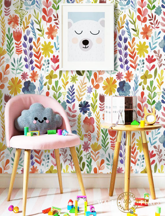 Rainbow Floral Removable Wallpaper