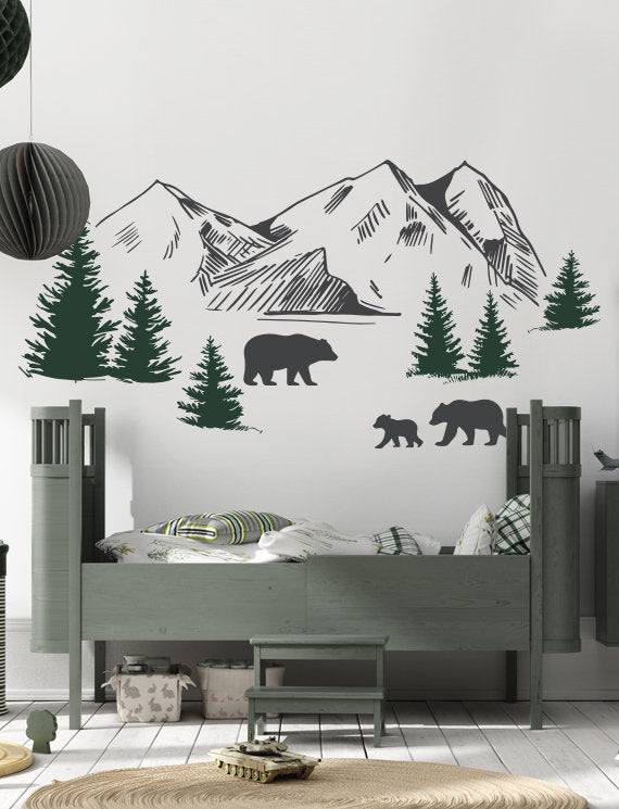 Bears in Mountain Kids Wall Decals