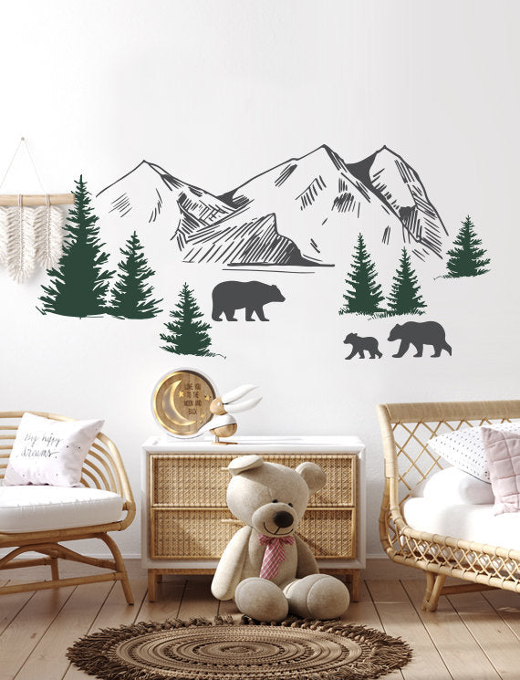 Bears in Mountain Kids Wall Decals