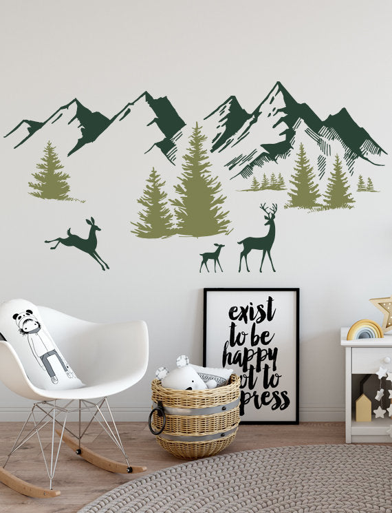 Deers in Mountain Kids Wall Decals